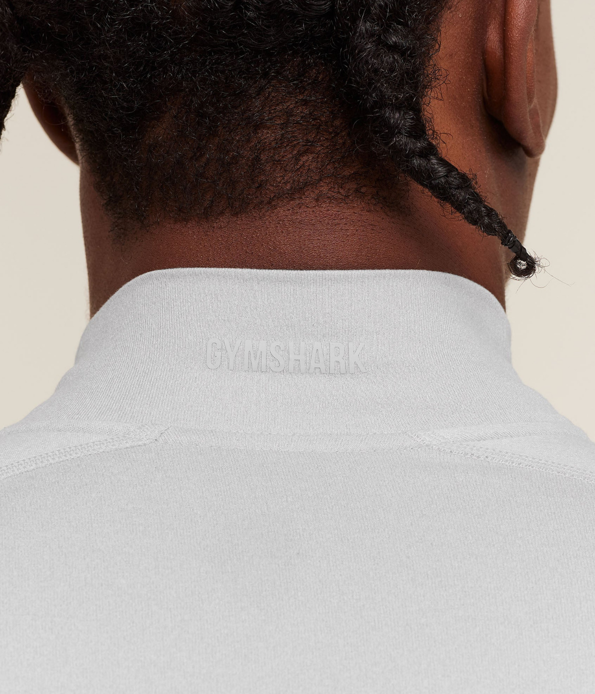 GYMSHARK Element Baselayer Mock Neck Uzun Kollu Beyaz Kompresyon Tişört