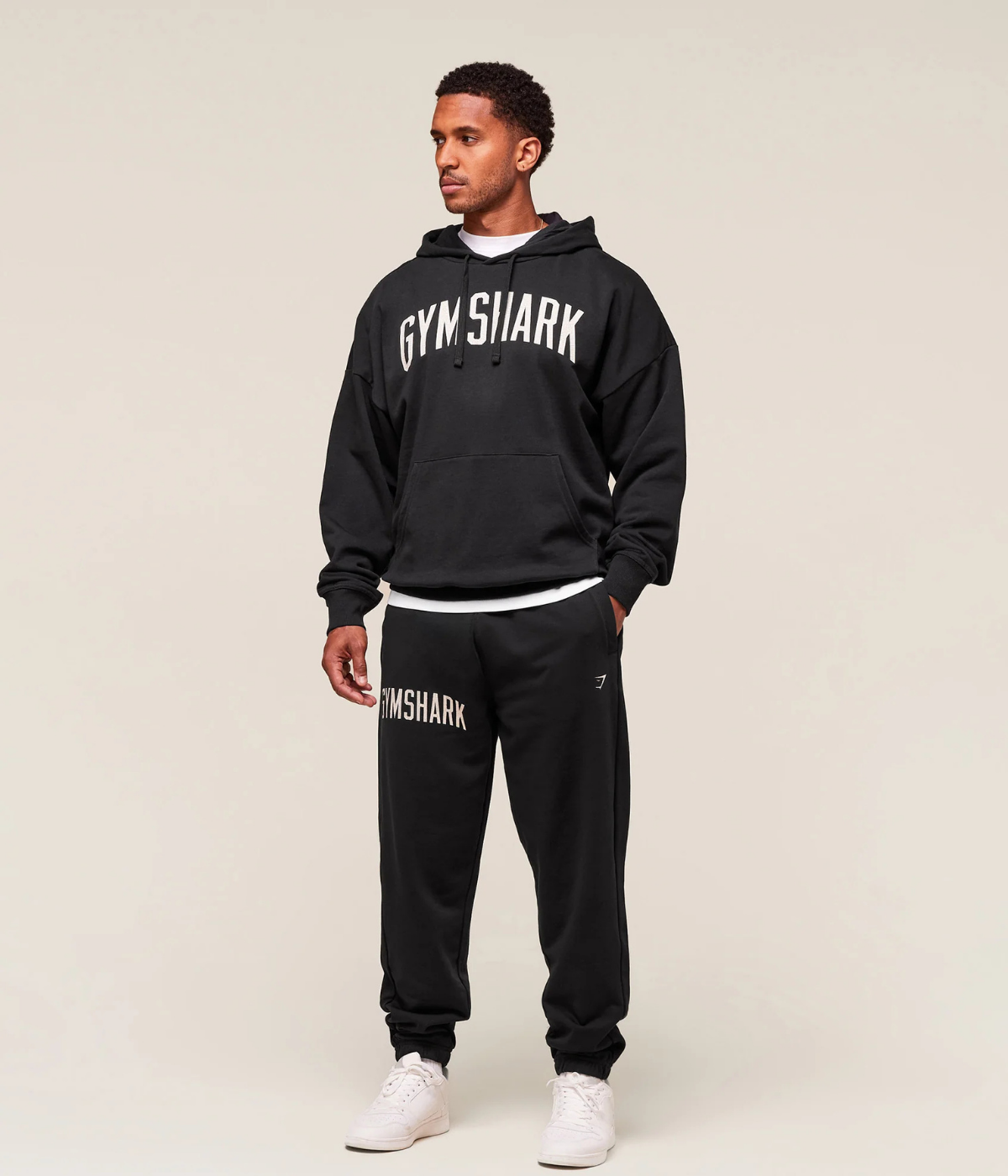 GYMSHARK Eskitilmiş Grafik Detaylı Siyah Sweatshirt