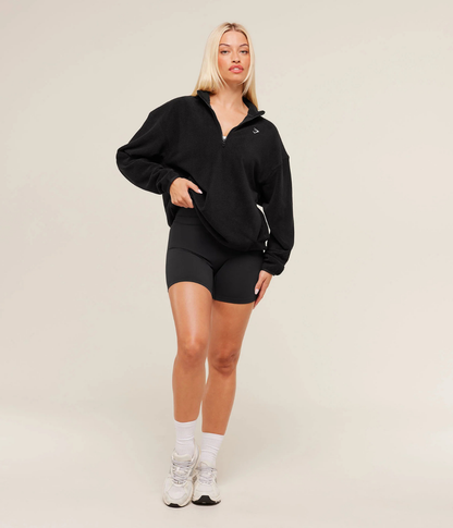 GYMSHARK Polar Çeyrek Fermuarlı Siyah Sweat