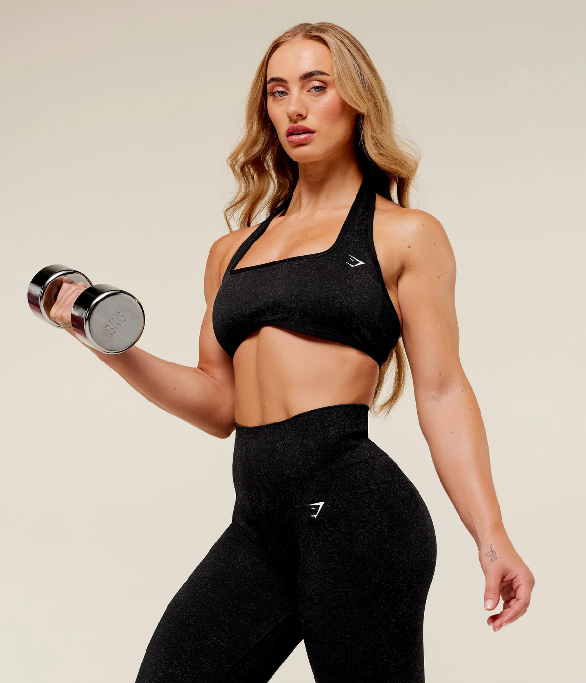 GYMSHARK Adapt Fleck x Whitney Halter Yaka Siyah Spor Sütyen