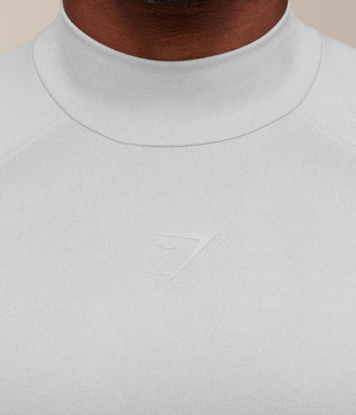 GYMSHARK Element Baselayer Mock Neck Uzun Kollu Beyaz Kompresyon Tişört