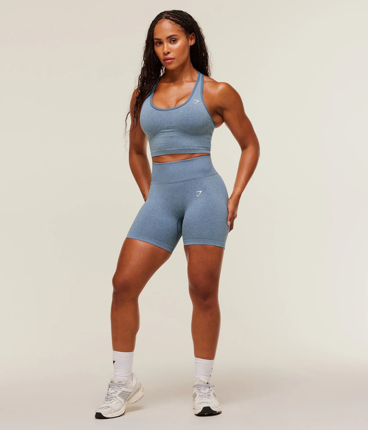 GYMSHARK Lift Dikişsiz Açık Mavi Spor Tayt Şort