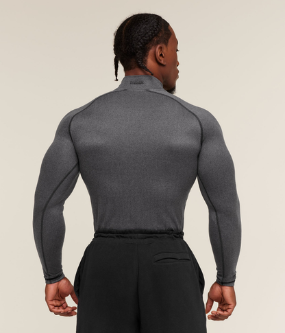 GYMSHARK Element Baselayer Mock Neck Uzun Kollu Beyaz Kompresyon Tişört