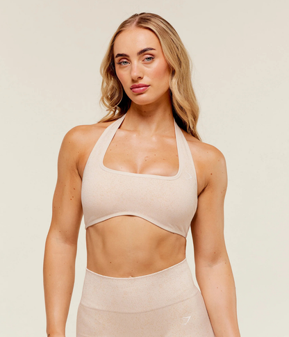 GYMSHARK Adapt Fleck x Whitney Halter Yaka Siyah Spor Sütyen