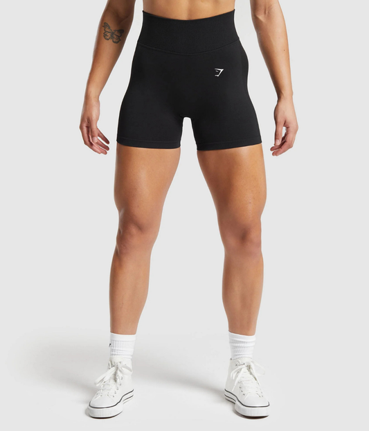 GYMSHARK Lift Dikişsiz Siyah Spor Tayt Şort